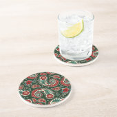 Red and Green Paisley Sandstone Coaster Zandsteen Onderzetter (Zijkant)