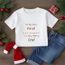 Red and Green Personalized First Baby Christmas