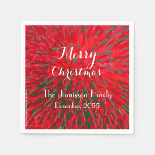 Red and Green Personalized Merry Kerstparty Servet