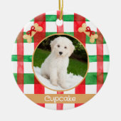 Red and Green Plaid Round Pet Ornament (Voorkant)
