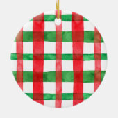 Red and Green Plaid Round Pet Ornament (Achterkant)