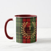Red And Green Plaid With Monogram Wreath And Name Mok (Links)