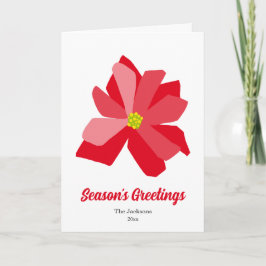 Red and Green Poinsettia Illustration Feestdagen Kaart