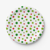 Red and Green Polka Dot Christmas Paper Plate Papieren Bordje (Voorkant)