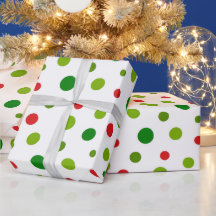 Red and Green Polka Dot Christmas Wrapping Paper
