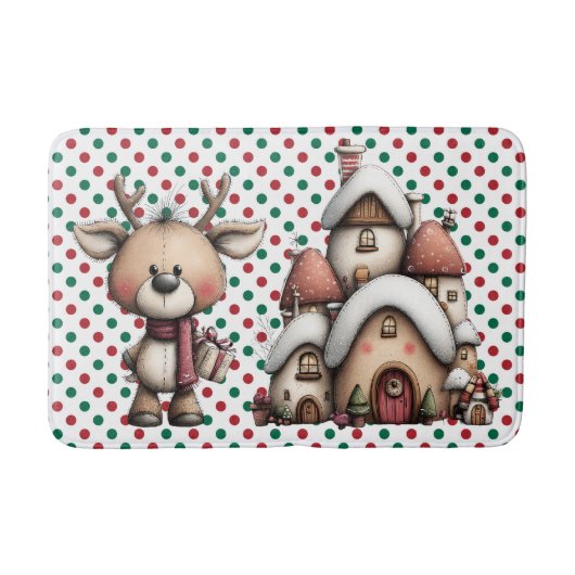 Red and Green Polka Dots Badmat (Voorkant)