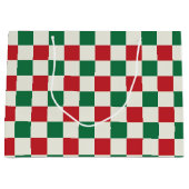 Red and Green Retro Holiday Check Pattern Groot Cadeauzakje (Voorkant)