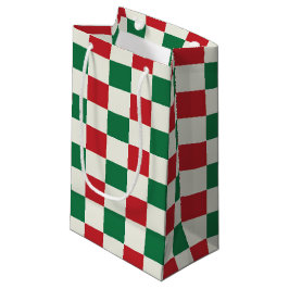 Red and Green Retro Holiday Check Pattern Klein Cadeauzakje