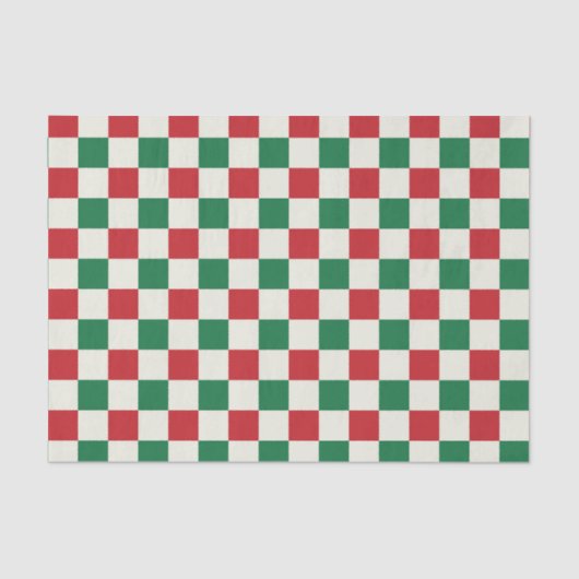 Red and Green Retro Holiday Check Pattern Tissuepapier (Voorkant)