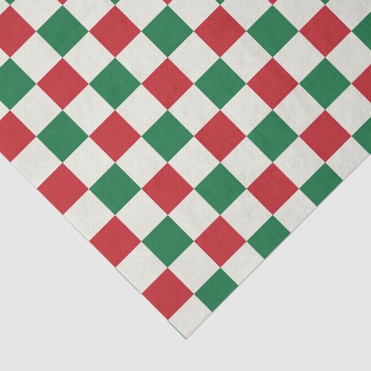 Red and Green Retro Holiday Check Pattern Tissuepapier (Detail)