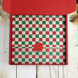 Red and Green Retro Holiday Check Pattern Tissuepapier