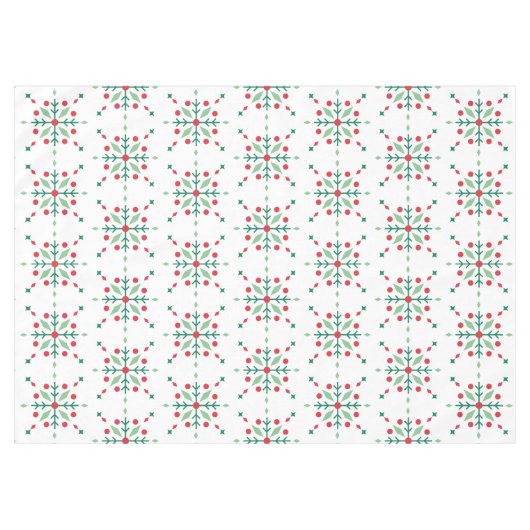 Red and Green Retro Holiday Snowflake Tafelkleed (Voorkant (Horizontaal))