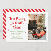 Red and Green Ruff Year Dog Photo met kerstkaart (Voorkant / Achterkant)