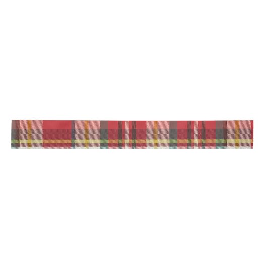Red and Green Rustic Plaid Christmas Holiday Satijnen Lint (Voorkant)