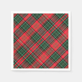 Red and Green Scottish Diagonal Tartan Plaid Servet