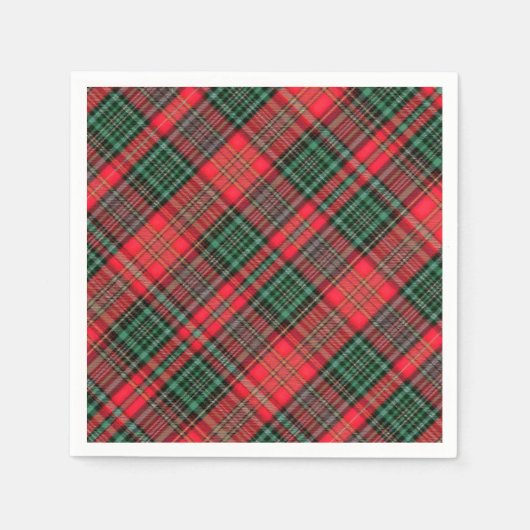 Red and Green Scottish Diagonal Tartan Plaid Servet (Voorkant)