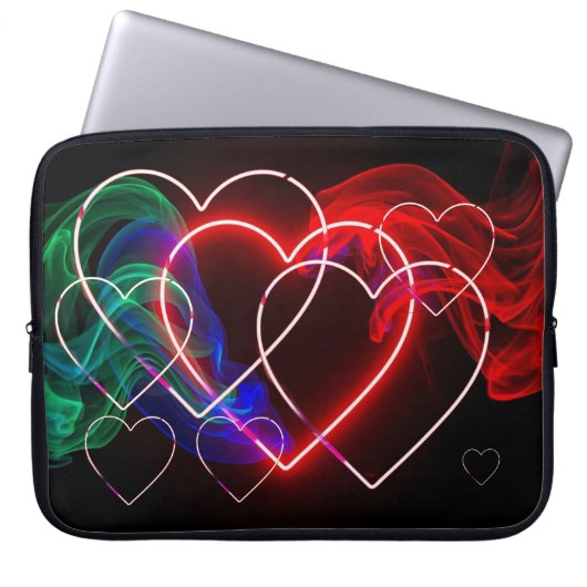 Red and Green Smoke on Valentines Electronics Bag Laptop Sleeve (Voorkant)