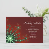 Red and Green Snowflake Holiday Cocktail Party Kaart (Staand voorkant)