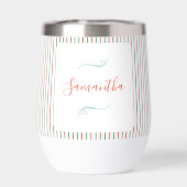 Red and Green Stripe Christmas Dinner Party Favor (Achterkant)