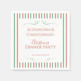 Red and Green Stripe Christmas Dinner Party Servet