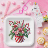 RED AND GREEN STRIPED HOLIDAY CHRISTMAS CANDY PAPIEREN BORDJE (Feest)