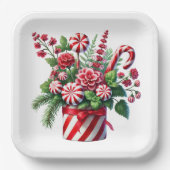 RED AND GREEN STRIPED HOLIDAY CHRISTMAS CANDY PAPIEREN BORDJE (Voorkant)