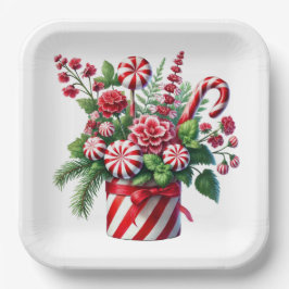 RED AND GREEN STRIPED HOLIDAY CHRISTMAS CANDY PAPIEREN BORDJE