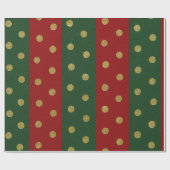 Red and green Stripes and Gold Polka Dots Cadeaupapier (Vlak)