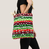 Red and Green Stripes Polka Dots Christmas Tote Bag (Dichtbij)