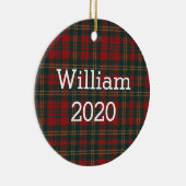 Red and Green Tartan Plaid Personalized Keramisch Ornament (Rechts)
