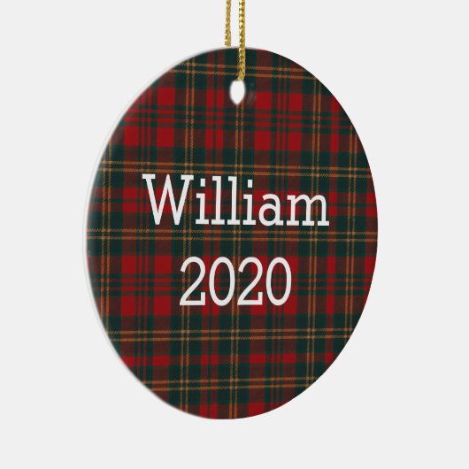 Red and Green Tartan Plaid Personalized Keramisch Ornament (Rechts)