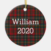 Red and Green Tartan Plaid Personalized Keramisch Ornament (Voorkant)