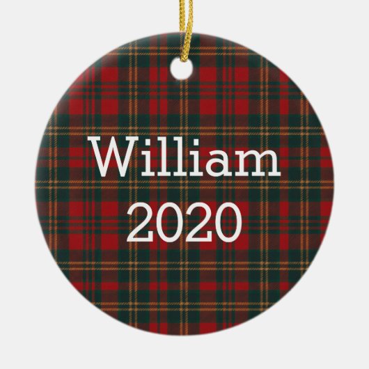 Red and Green Tartan Plaid Personalized Keramisch Ornament (Voorkant)