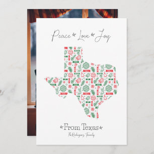 Red and Green Texas Line Art Patterned Feestdagenkaart