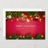 Red and Green Traditional Merry Christmas Feestdagenkaart (Voorkant / Achterkant)