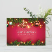 Red and Green Traditional Merry Christmas Feestdagenkaart (Staand voorkant)