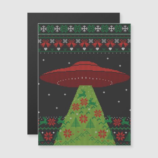 Red and Green UFO Tractor Beam Ugly Kerstmis (Voorkant / Achterkant)