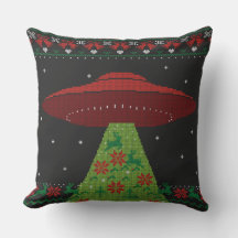 Red and Green UFO Tractor Beam Ugly Kerstmis