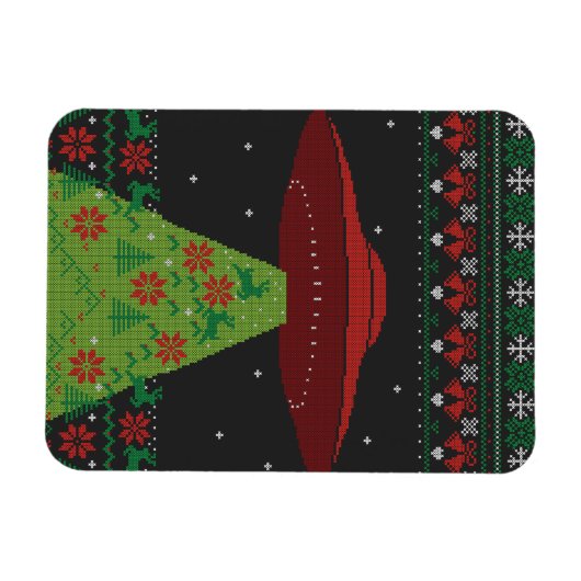 Red and Green UFO Tractor Beam Ugly Kerstmis Magneet (Horizontaal)