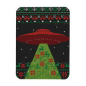Red and Green UFO Tractor Beam Ugly Kerstmis Magneet (Verticaal)