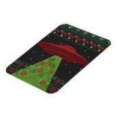 Red and Green UFO Tractor Beam Ugly Kerstmis Magneet (Linkerzijde)