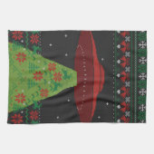 Red and Green UFO Tractor Beam Ugly Kerstmis Theedoek (Horizontaal)