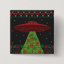 Red and Green UFO Tractor Beam Ugly Kerstmis
