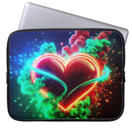 Red and Green Valentine Heart on Electronics Bag Laptop Sleeve
