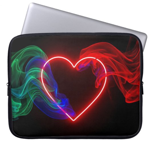 Red and Green Valentine Heart on Electronics Bag Laptop Sleeve (Voorkant)