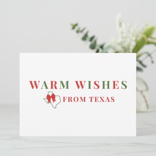 Red and Green Warm Wishes from Texas Holiday Kaart (Staand voorkant)