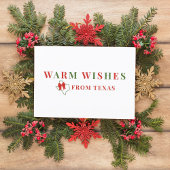 Red and Green Warm Wishes from Texas Holiday Kaart