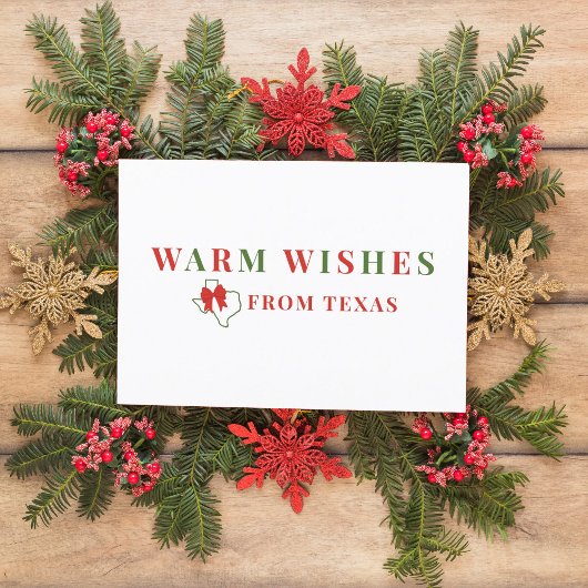 Red and Green Warm Wishes from Texas Holiday Kaart