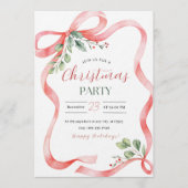 Red and Green Watercolor Christmas Party Kaart (Voorkant)
