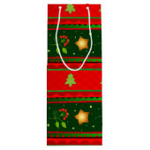 Red and Green Winte Gift Bag Wijn Cadeautas (Achterkant)